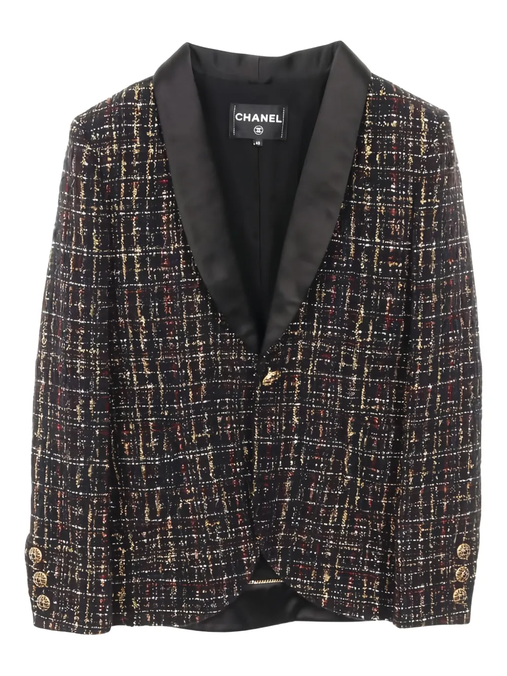 Pre-owned Chanel Coco Mark-button Tweed Jacket In Black