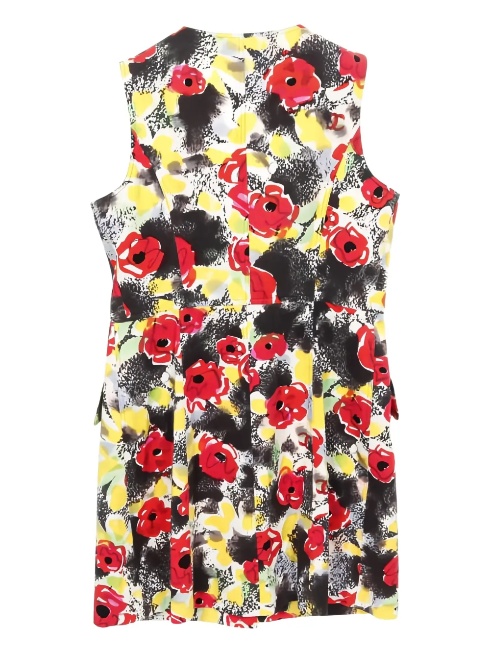 Pre-owned Chanel Buttoned Floral-print One Piece In Red