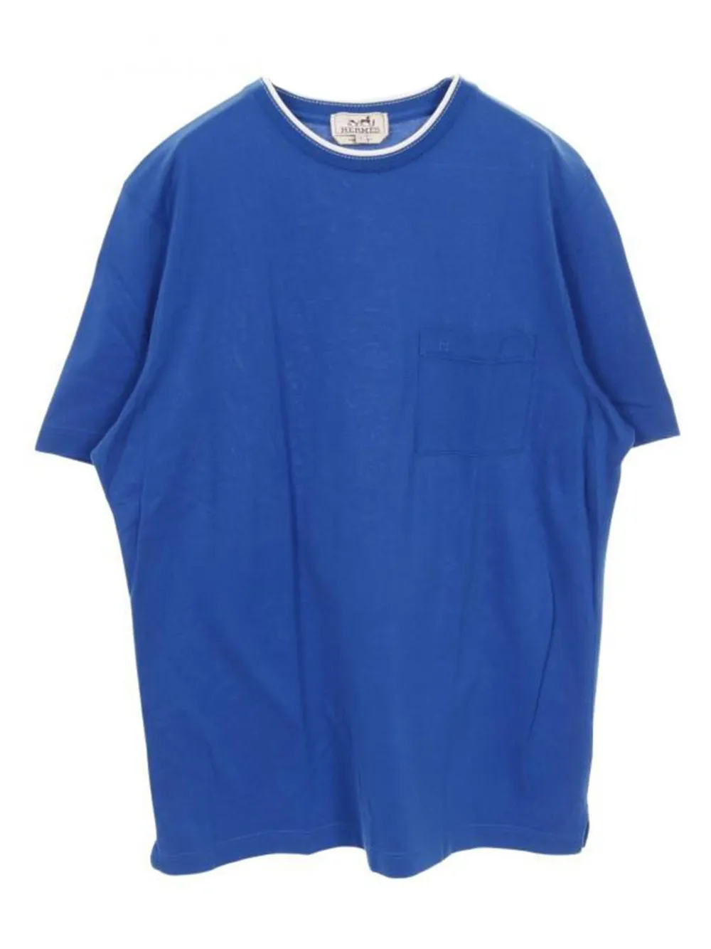 Hermès Pre-Owned logo-embroidered chest-pocket t-shirt | Blue | Image 1