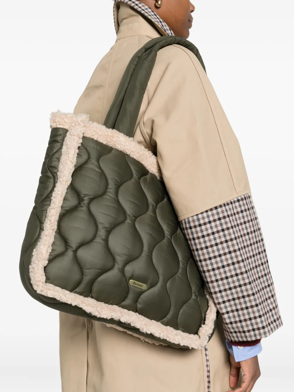 Barbour quilted Marnie tote bag - Groen