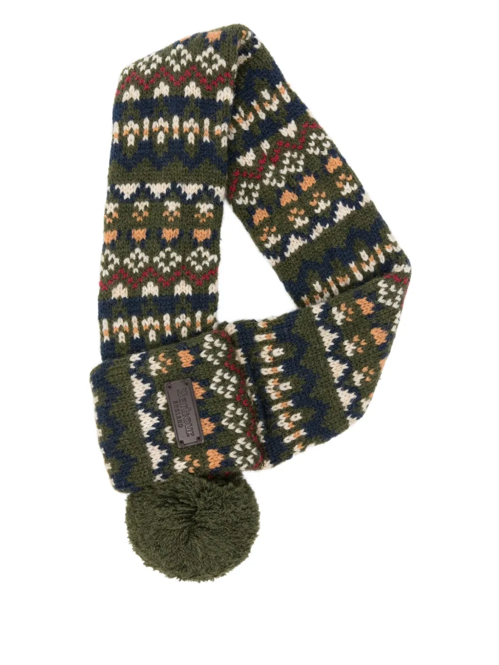 Barbour fairisle-knit pompom pet scarf | Green | Image 1