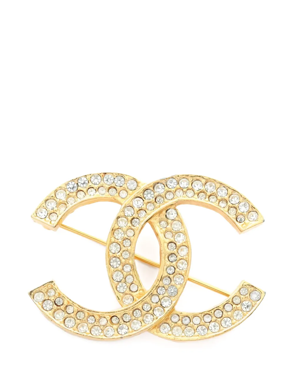 CHANEL Pre-Owned 1986-1988 Coco Mark rhinestone brooch - ゴールドトーン CHANEL Pre-Owned 1986-1988 Coco Mark rhinestone brooch - ゴールドトーン