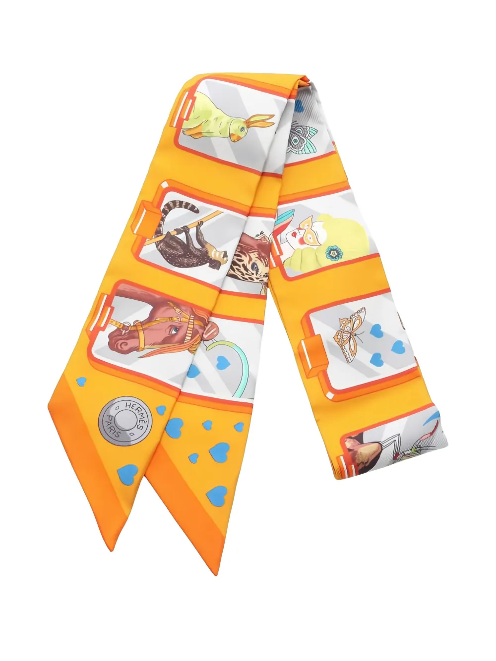 Hermès Pre-Owned 20's Story ribbon scarf - オレンジ Hermès Pre-Owned 20's Story ribbon scarf - オレンジ