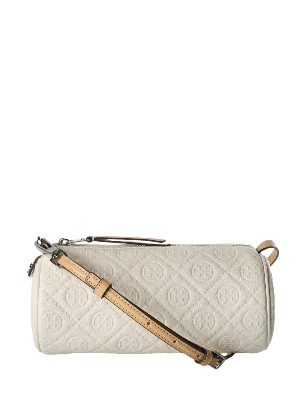 Tory Burch T Monogram Cylinder Bag In White