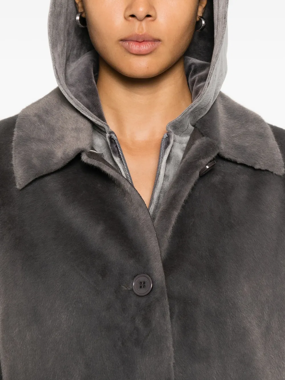 Molli Buttoned Coat In Gray