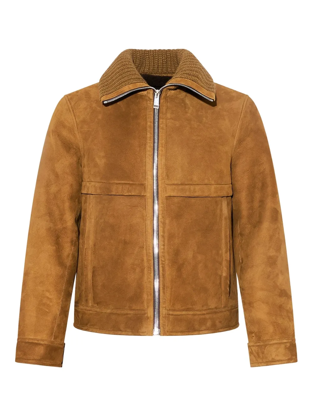 Yves Salomon knitted-collar suede jacket | Brown | Image 1