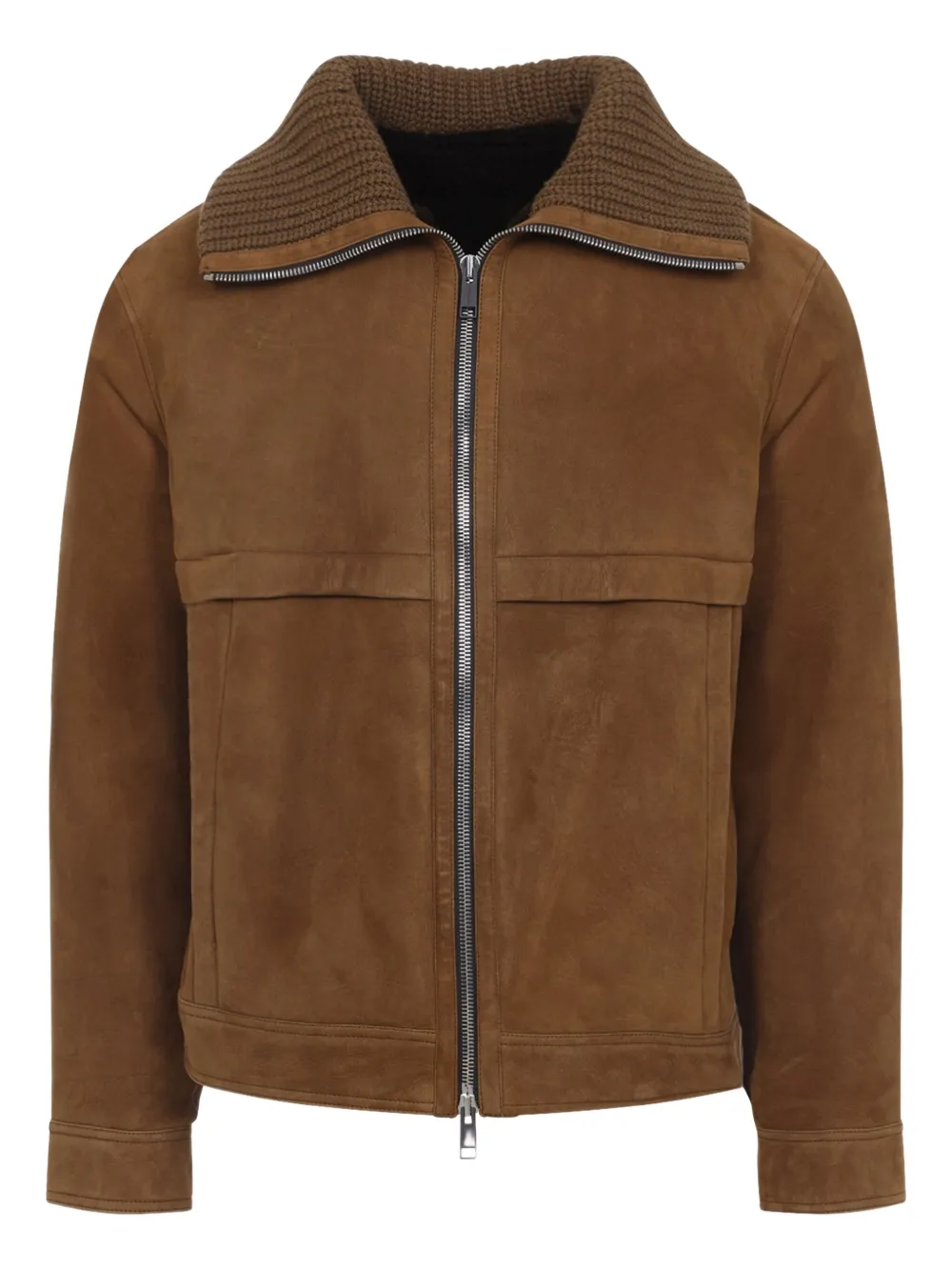 Yves Salomon veste en daim à col en maille | marron | Image 1