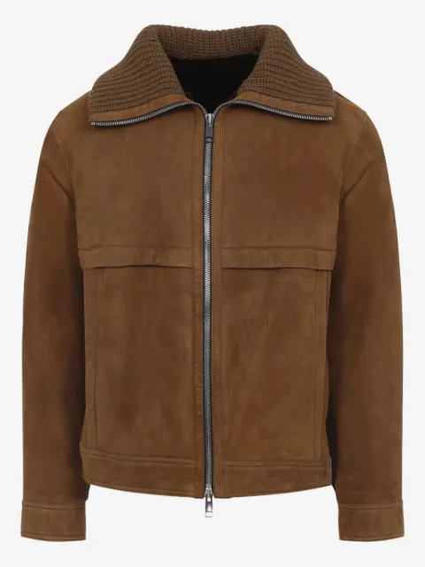 Yves Salomon knitted-collar suede jacket
