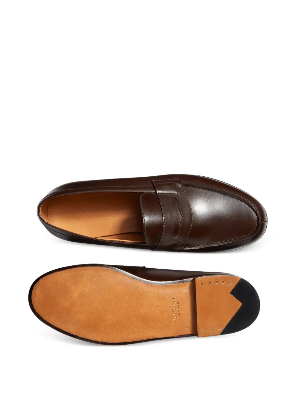 Jm Weston J.m. Weston Penny Strap Calf Leather Loafer In Brown