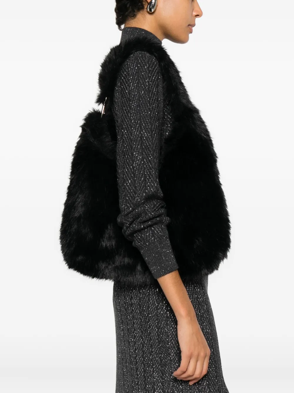 Liviana Conti Faux-fur Tote Bag In Black