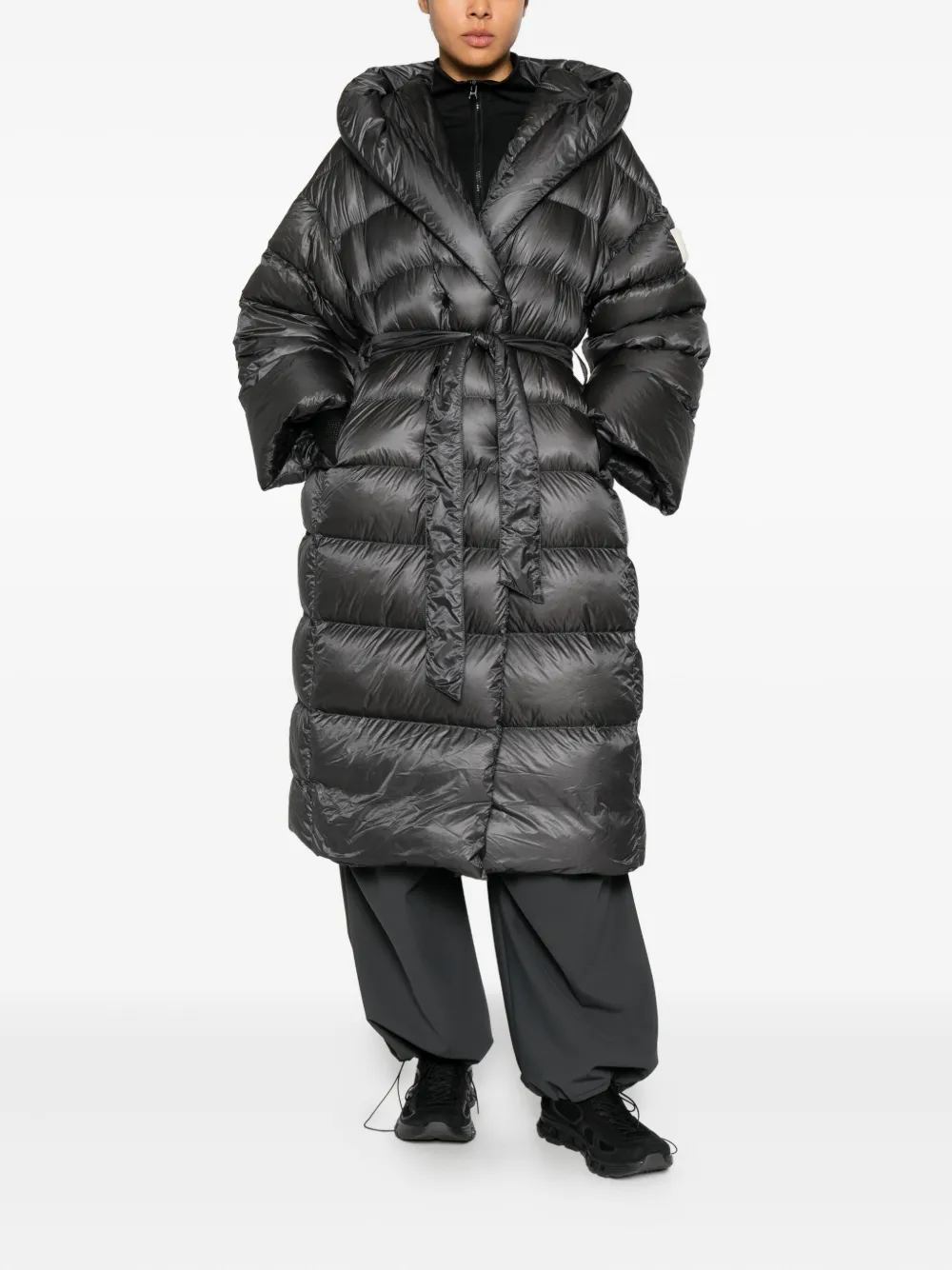 AFTER LABEL Creton hooded belted coat - Grijs