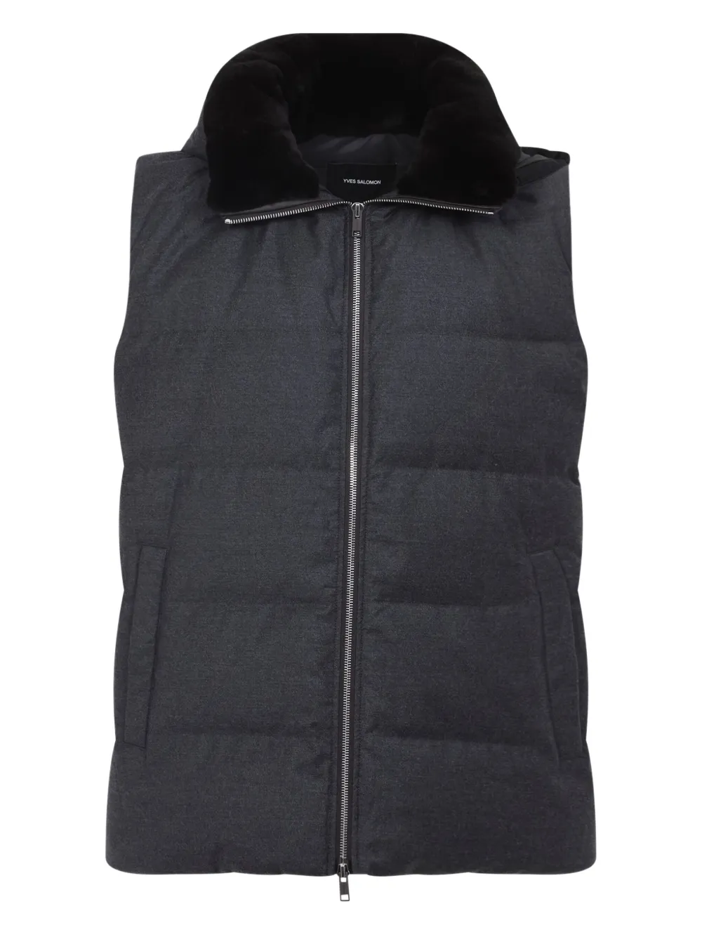 Yves Salomon Quilted Down-filled Mink Gilet With Contrast Lining In Black