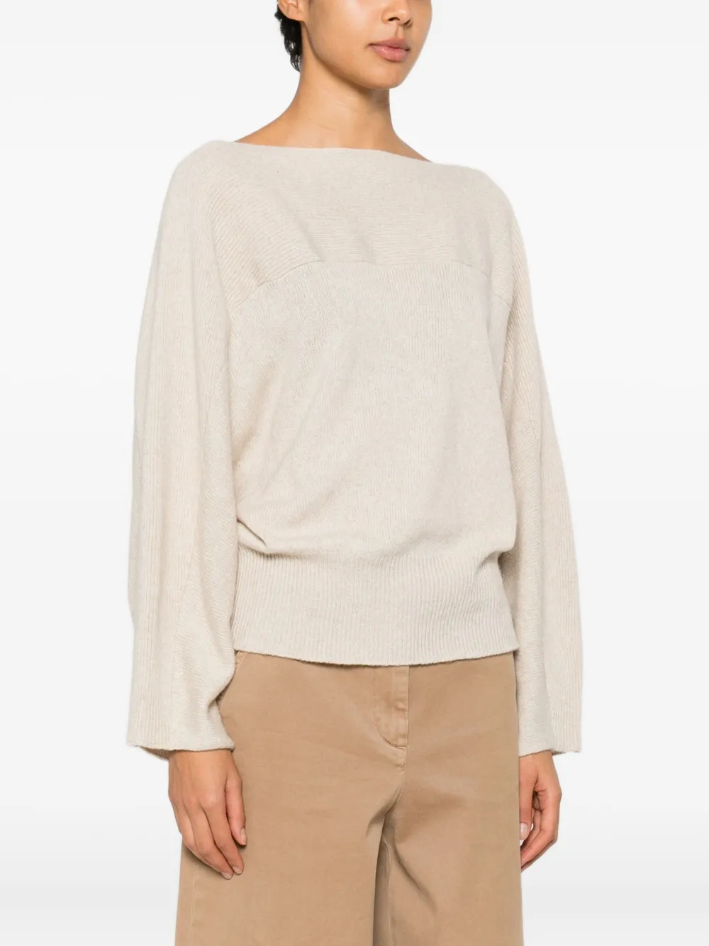 Liviana Conti Alicia trui met geribbeld vlak Beige