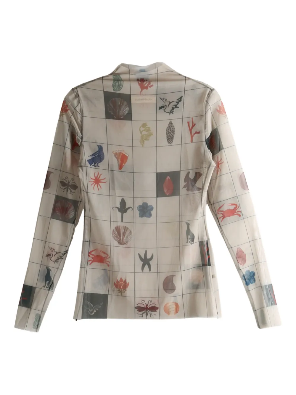 Yassmin Saleh Printed Grid Top In Blue