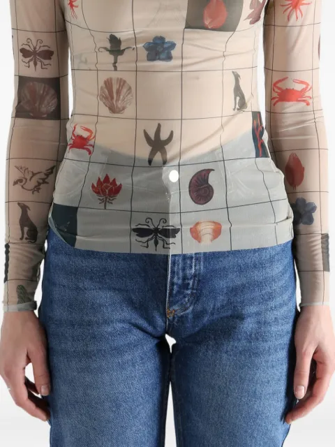 YASSMIN SALEH printed grid top