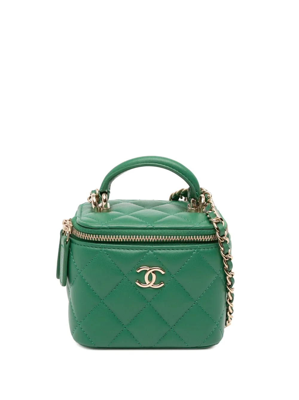 CHANEL Pre-Owned 2021-2025 Mini CC Quilted Lambskin Top Handle Case CHANEL Pre-Owned 2021-2025 Mini CC Quilted Lambskin Top Handle Case