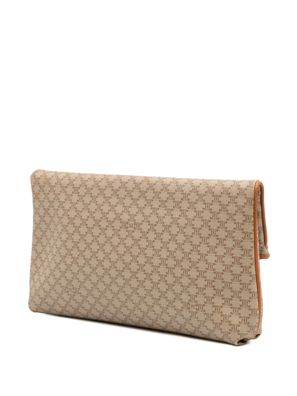 Pre-owned Celine 2008 Macadam Coated Canvas Clutch Bag In Brown