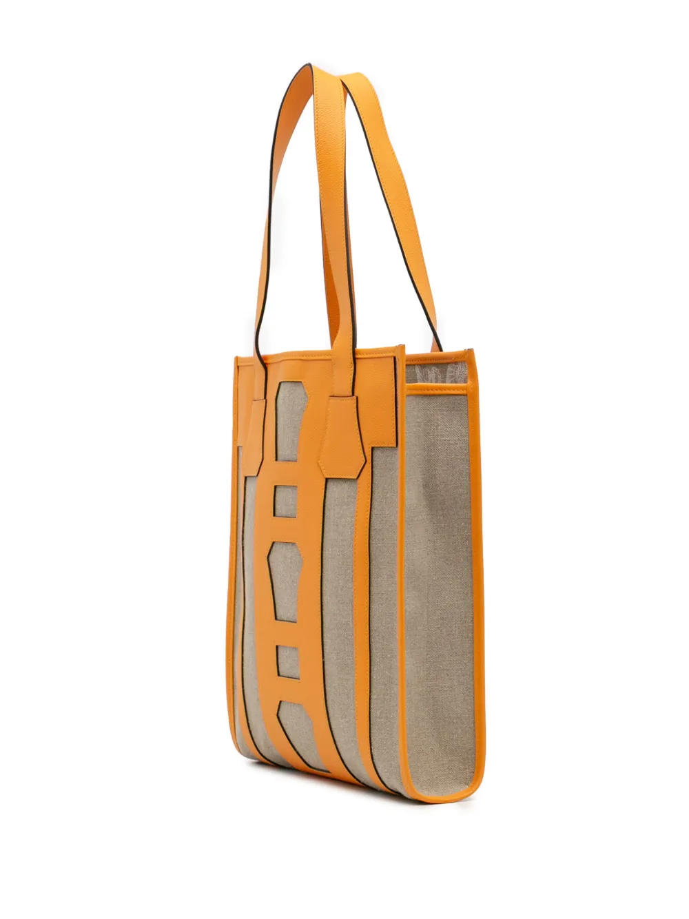 Pre-owned Hermes 2015-2025 Evergrain And Toile Petit H Bell Tote Bag In Brown