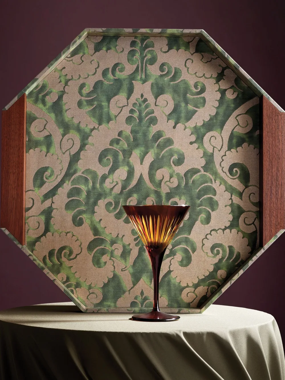 L'objet Fortuny Octagon Tray (47cm) In Green