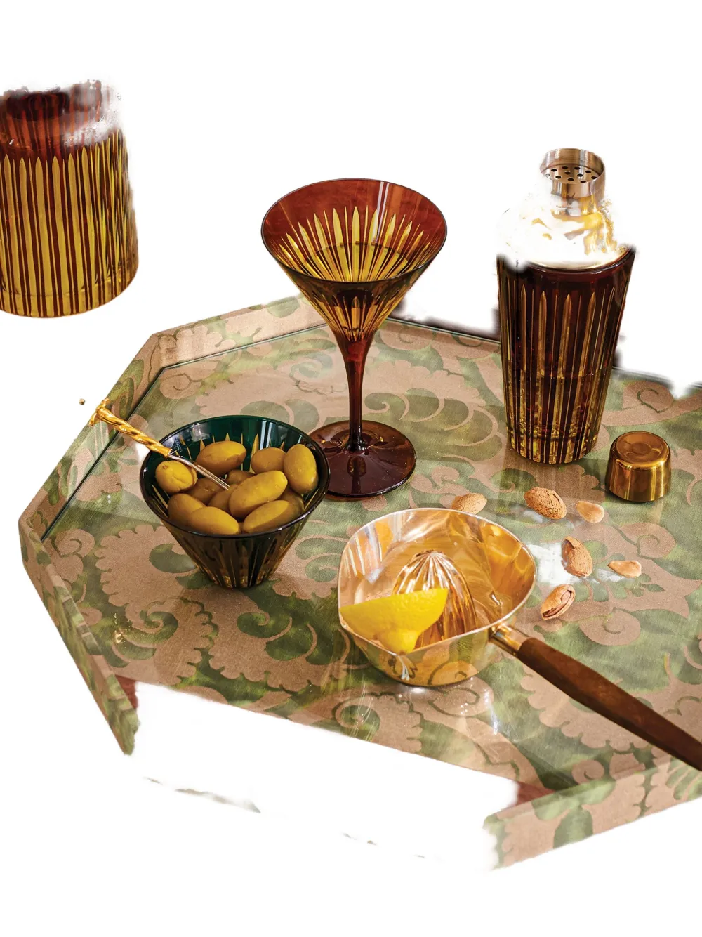 L'objet Fortuny Octagon Tray (47cm) In Green