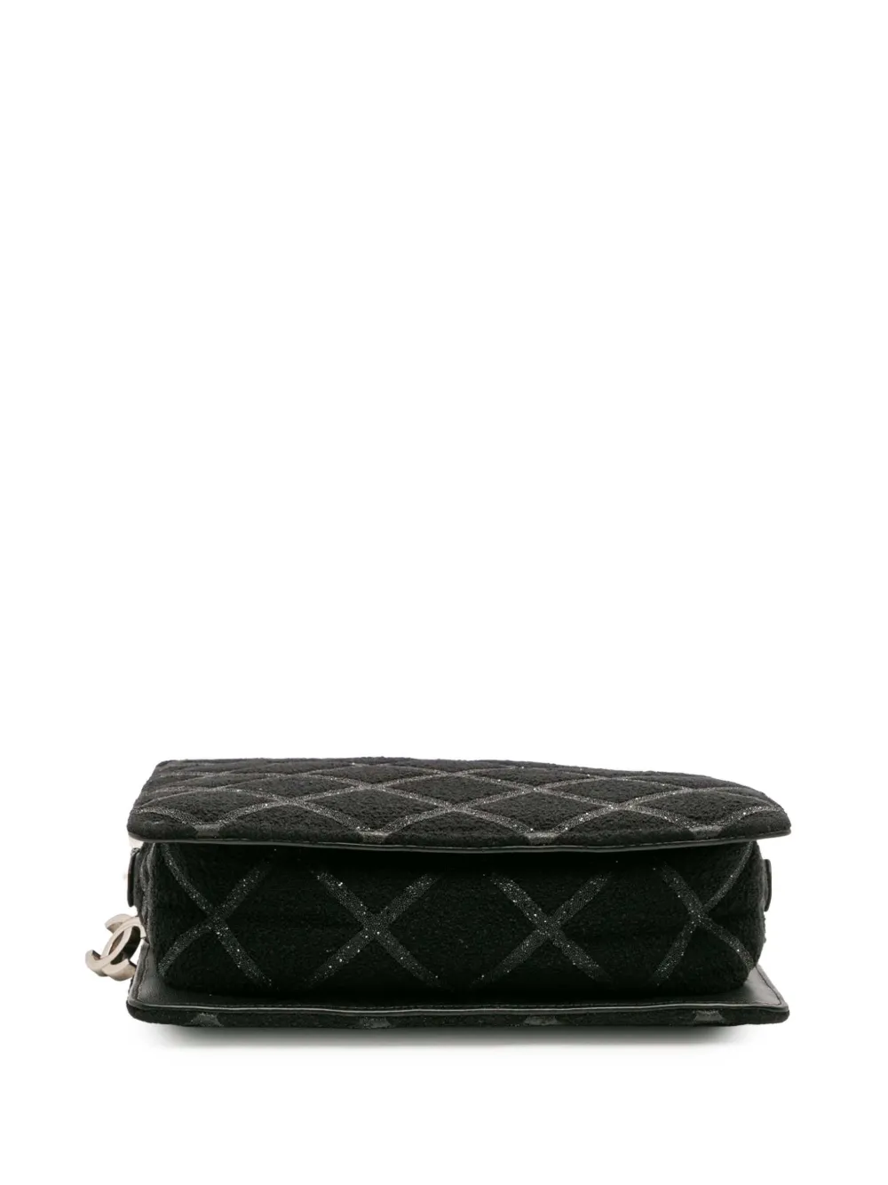 Pre-owned Chanel 2016-2017 Cc Tweed Chain Fantasy Crossbody Bag In Black