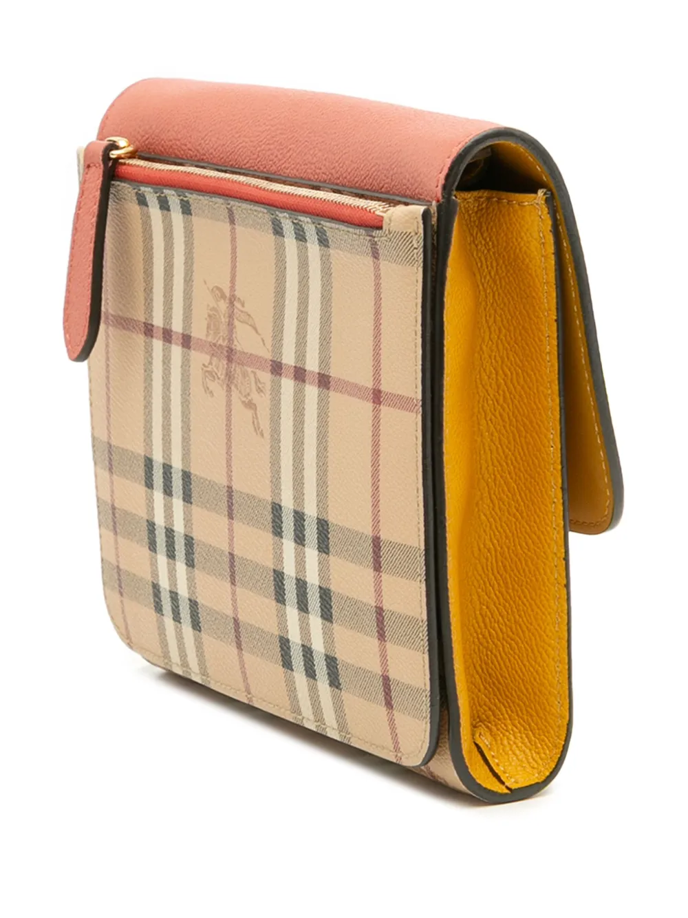 Pre-owned Burberry 2000-2017 Haymarket Check Coated Canvas And Calfskin Loxley Crossbody Bag In Brown