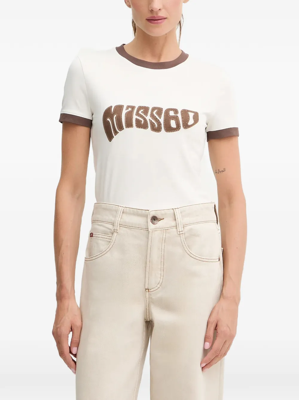 Miss Sixty appliquéd ringer T-shirt - Bianco