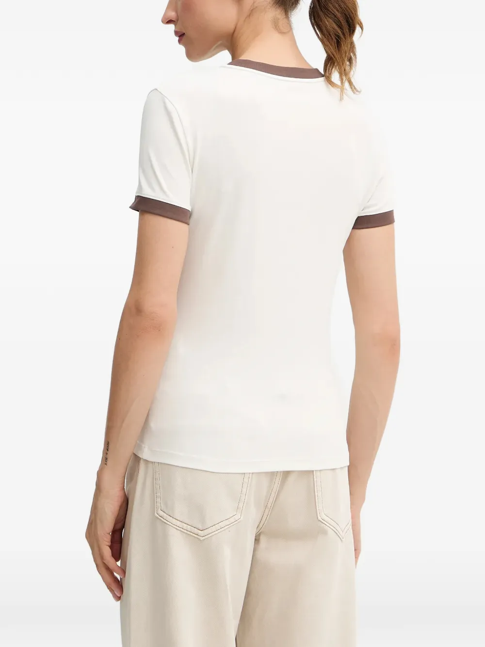  Miss Sixty Appliquéd Ringer T-shirt - White 