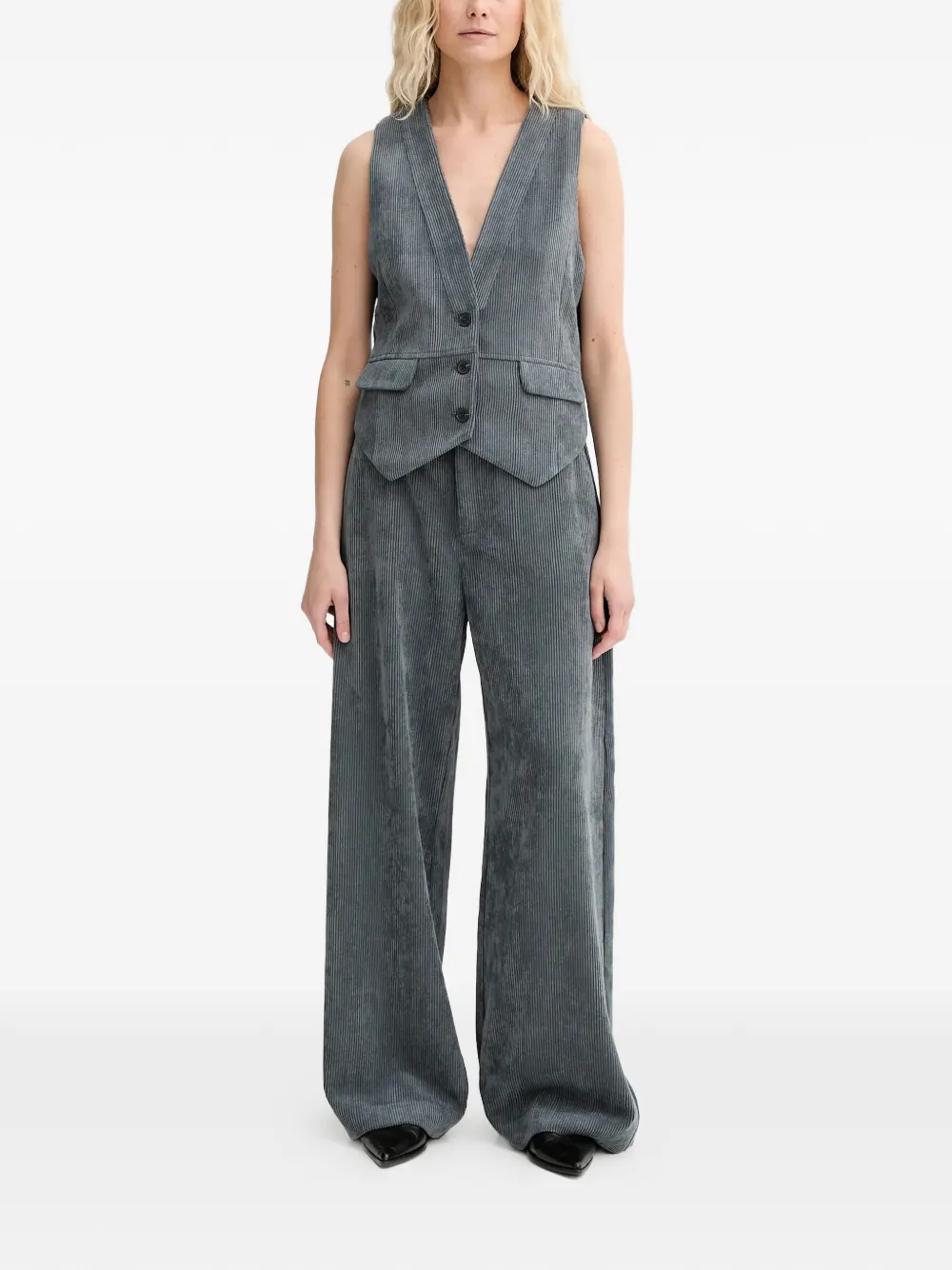 MUNTHE Lelouis corduroy wide trousers - Grijs
