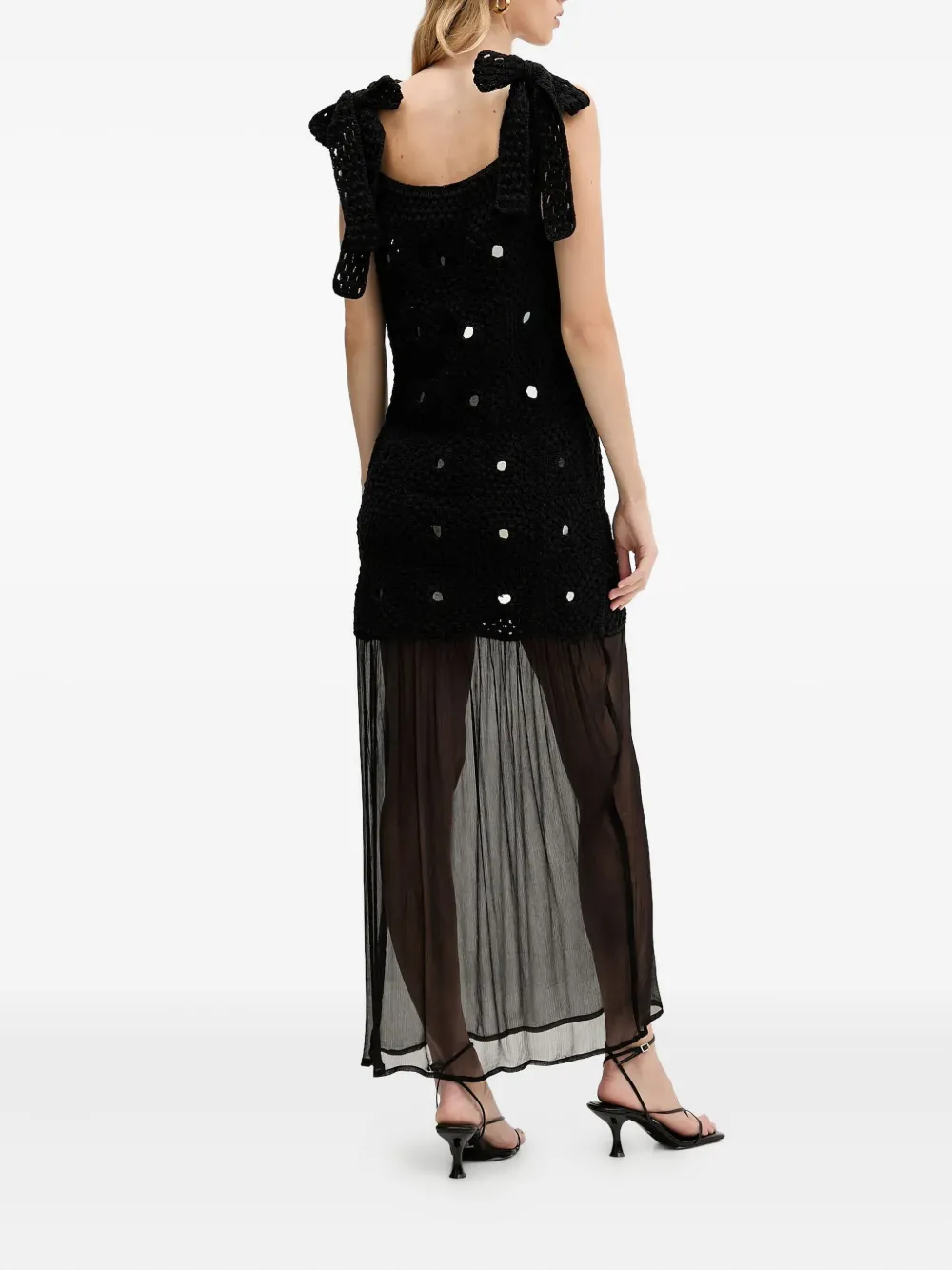 Never Fully Dressed Tie-detail Embellished Maxi Dress In Black