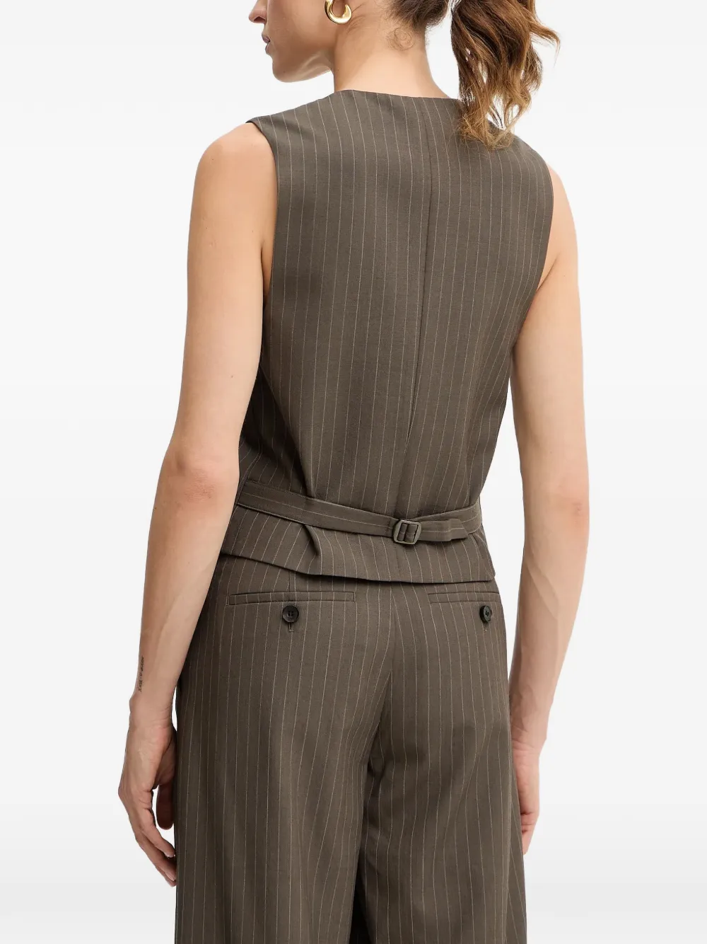 Miss Sixty Mouwloze tanktop met krijtstreep Bruin