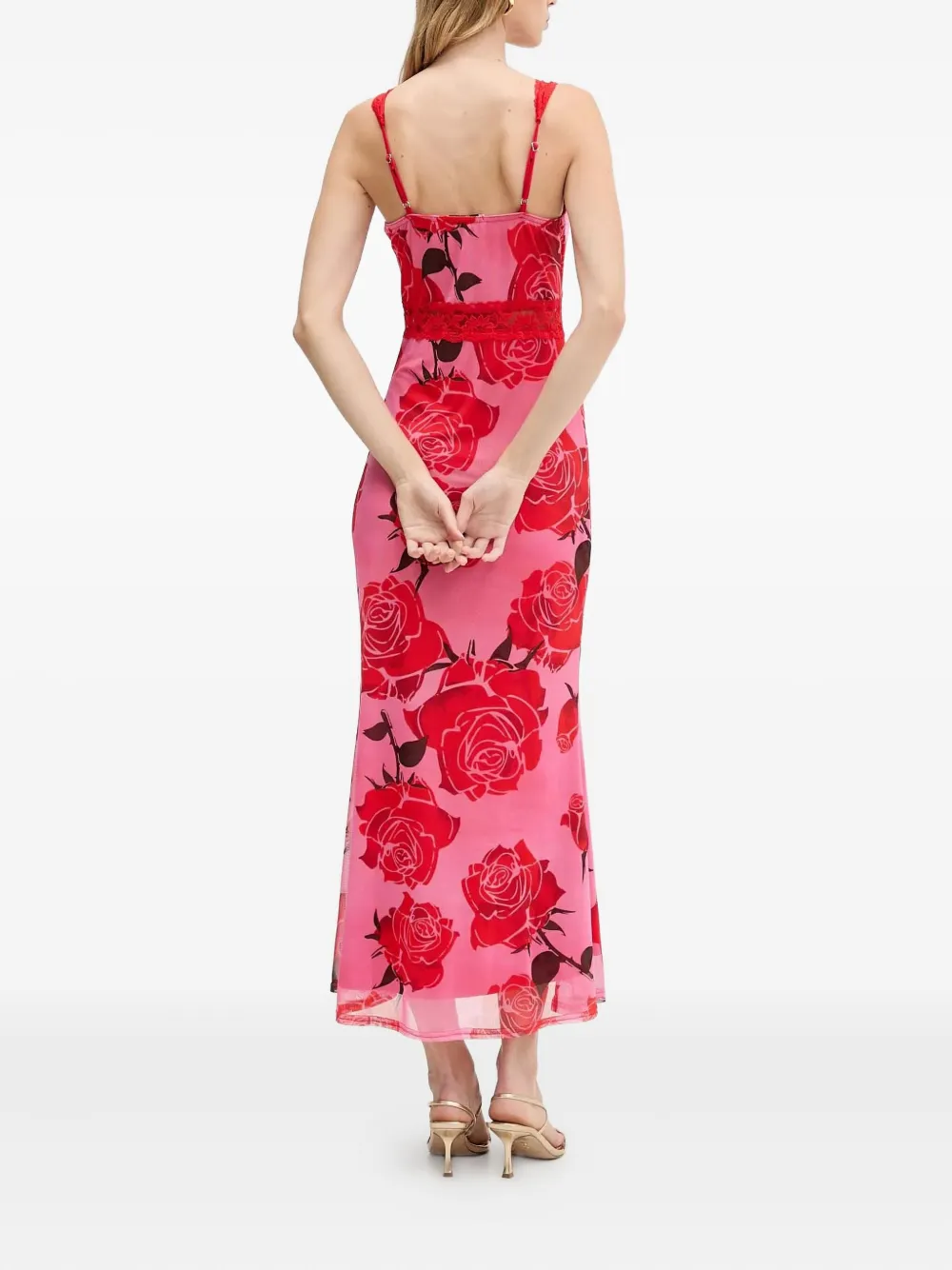 Never Fully Dressed Lace-detail Floral Maxi Dress In Red