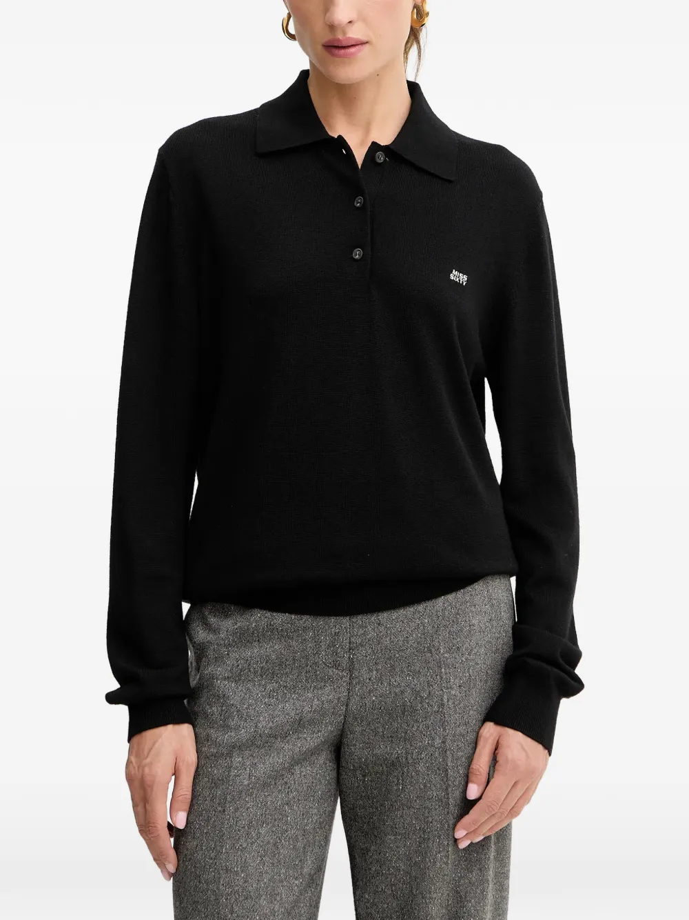 Miss Sixty logo-embroidered polo shirt - Nero