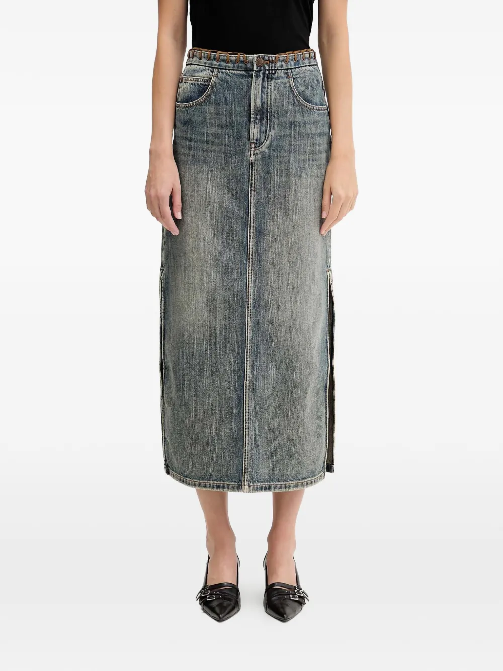 Miss Sixty side slit denim skirt - Blu
