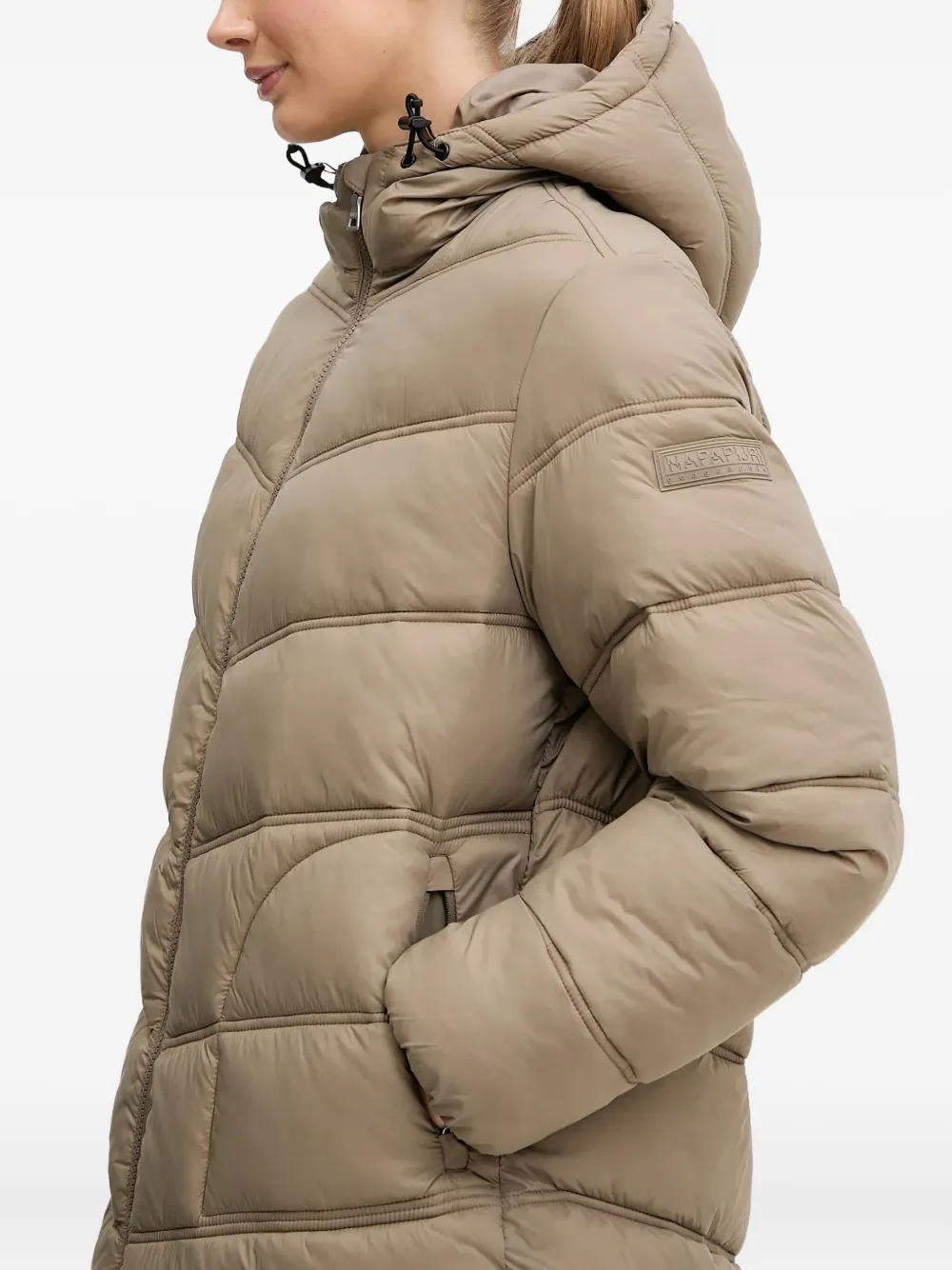 Napapijri Ega Hooded Puffer Jacket In Brown