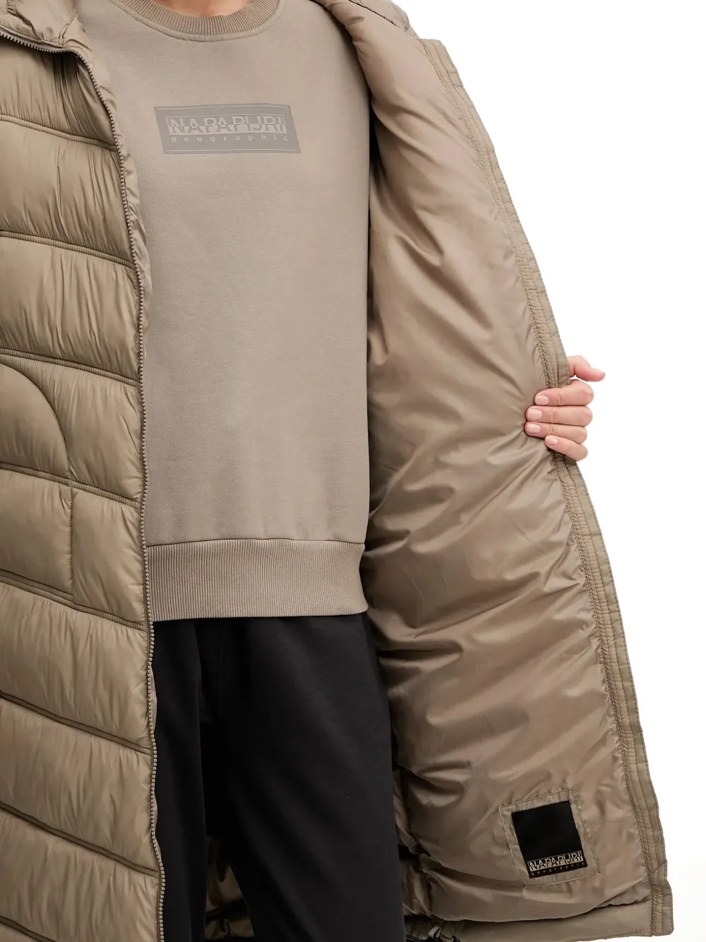 Napapijri Ega Hooded Puffer Jacket In Brown