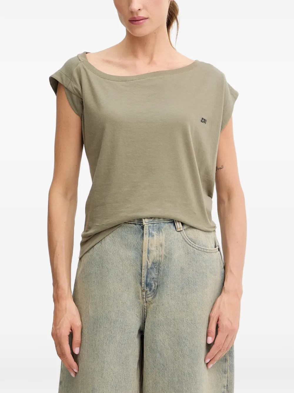 Miss Sixty shoulder pad crew neck T-shirt - Verde