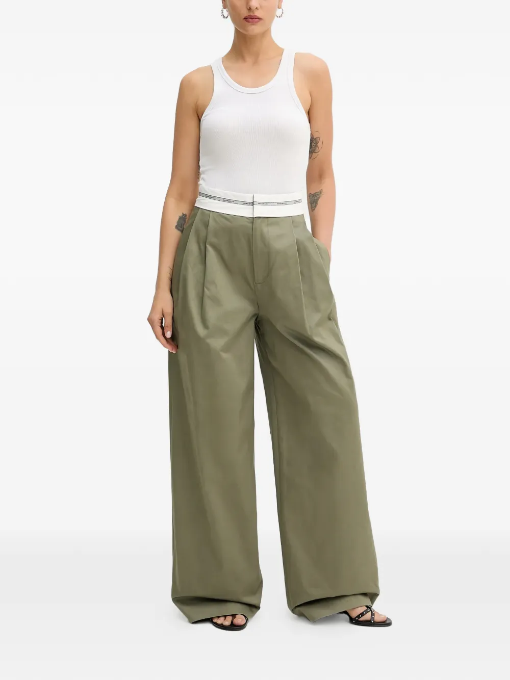 Miss Sixty pleated wide-leg trousers - Groen