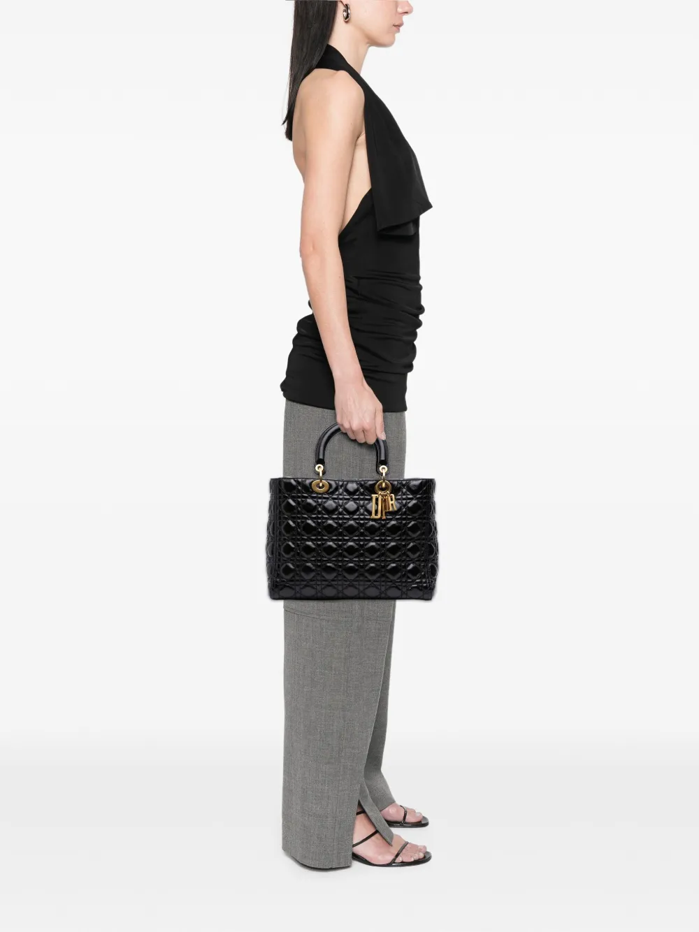 Christian Dior Pre-Owned 2018 Large Crinkled Patent Cannage Lady Dior satchel | Pre-Owned | Image 2