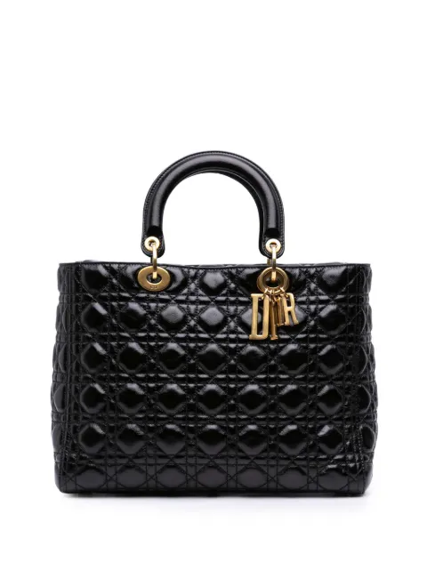 Christian Dior Pre-Owned 2018 Large Crinkled Patent Cannage Lady Dior satchel