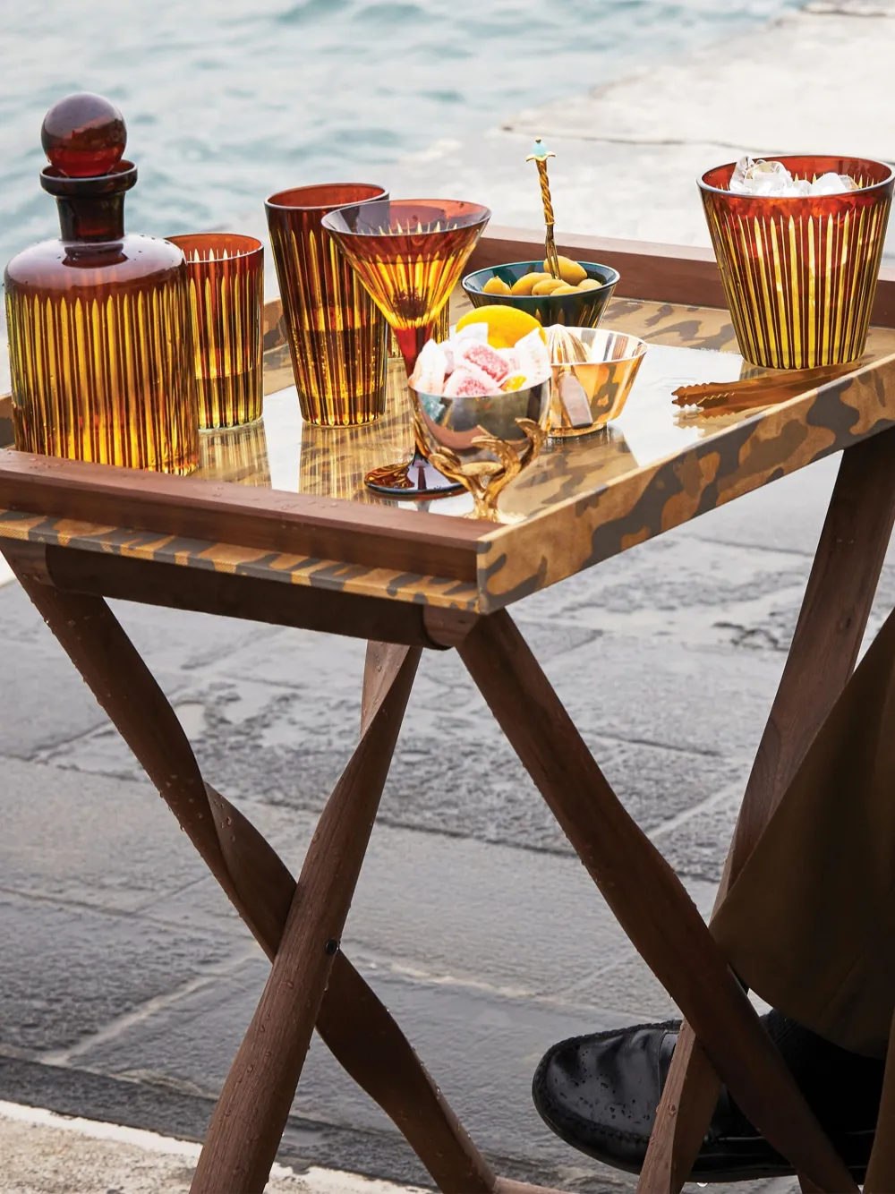 L'objet Fortuny Butler Tray Stand In Brown