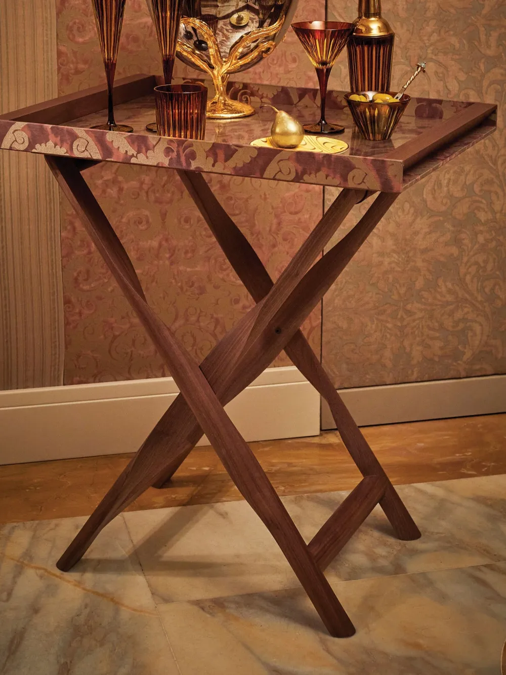 L'objet Fortuny Butler Tray Stand In Brown
