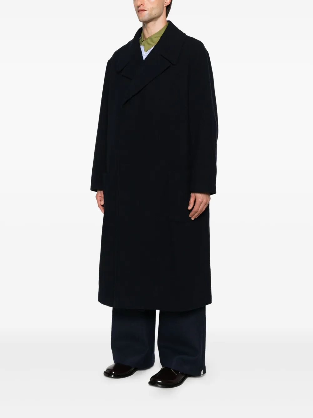 Yohji Yamamoto Jas met dubbele rij knopen en zakken Blauw