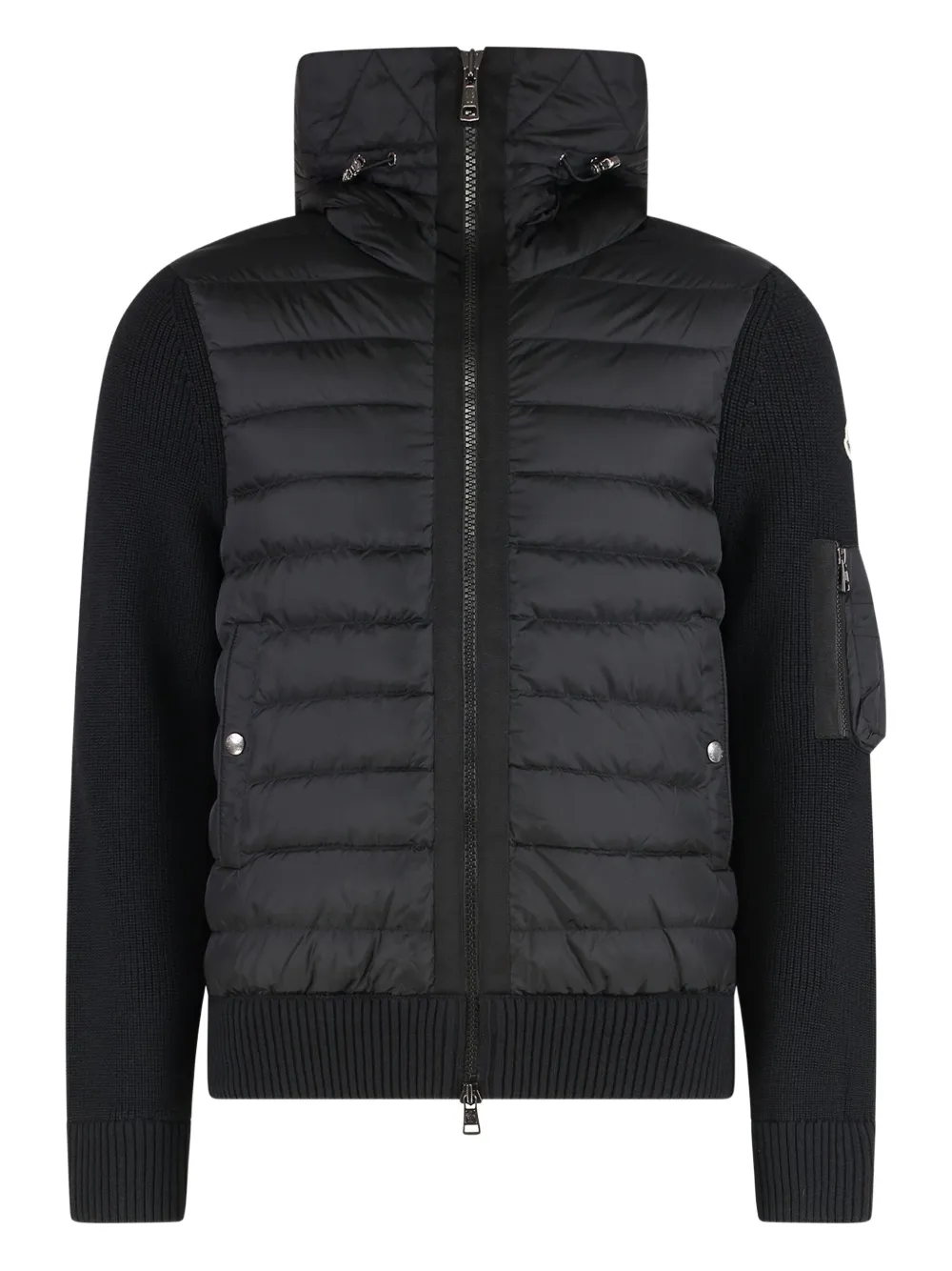 Moncler quilted-panel hooded cardigan | Black | Image 1