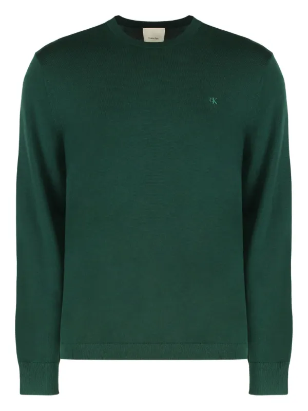 Calvin Klein Embroidered crew-neck Sweater Green FARFETCH IN