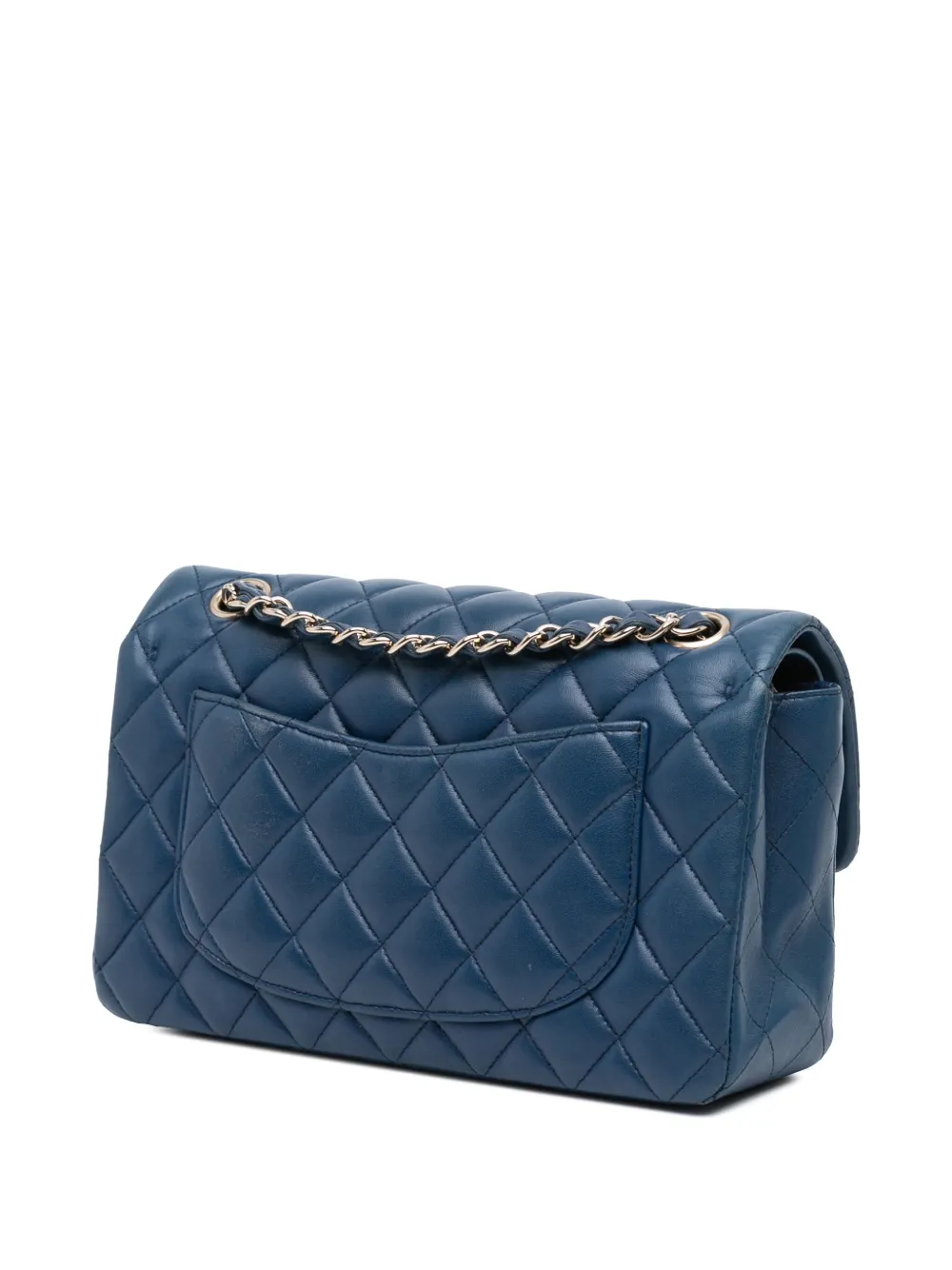 Pre-owned Chanel 2018 Small Classic Lambskin Double Flap Shoulder Bag In Blue