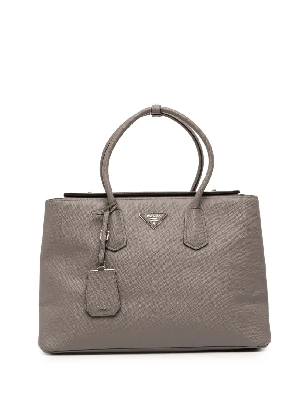 Prada Pre-Owned 2000-2025 Saffiano Cuir Turnlock Twin satchel - グレー Prada Pre-Owned 2000-2025 Saffiano Cuir Turnlock Twin satchel - グレー