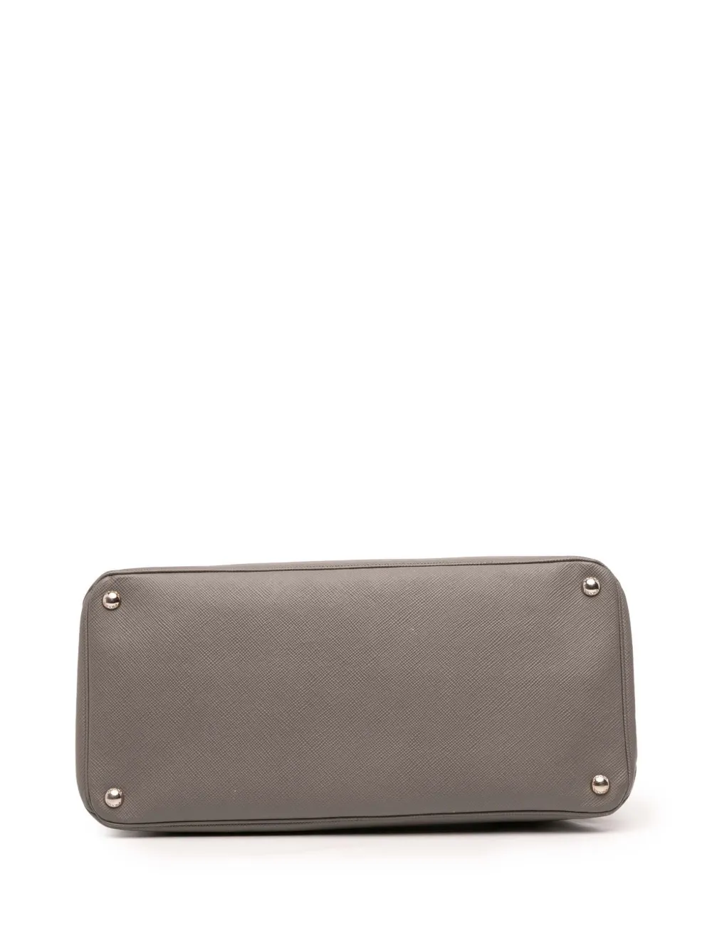 Pre-owned Prada 2000-2025 Saffiano Cuir Turnlock Twin Satchel In Gray