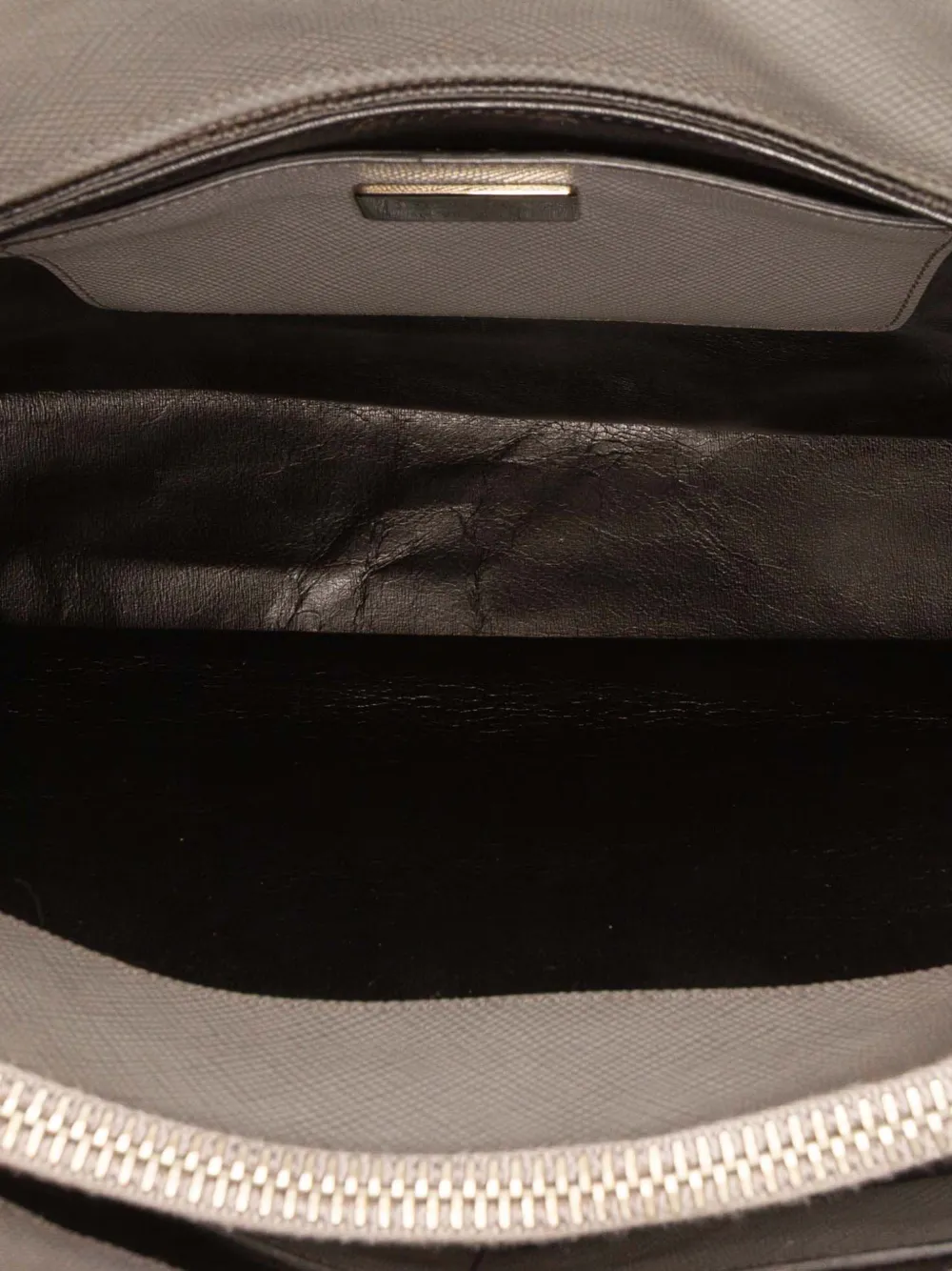 Pre-owned Prada 2000-2025 Saffiano Cuir Turnlock Twin Satchel In Gray