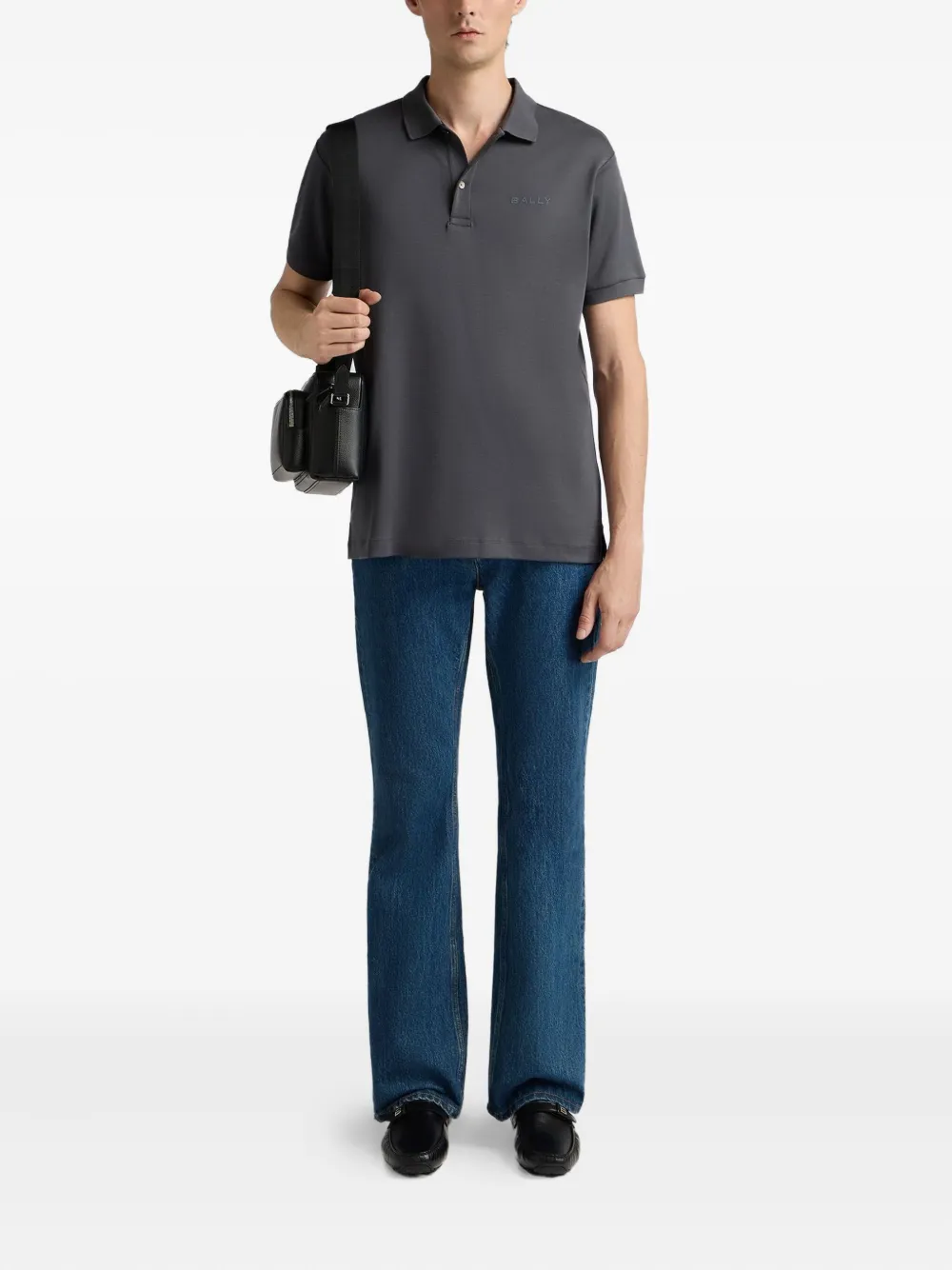 Bally embroidered-logo polo shirt - Grijs